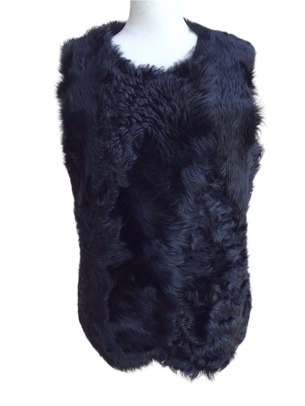 Hache Black Kalgan Curly Lamb Fur Vest Made In Italy
